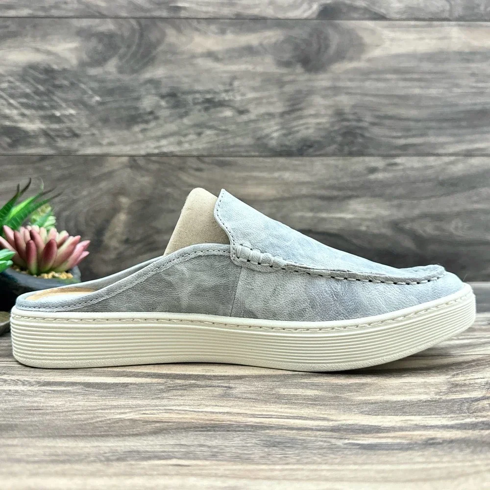 NIB Sofft Somers Moc 8.5M Light Gray Leather Sneaker Mules - Picture 6 of 11